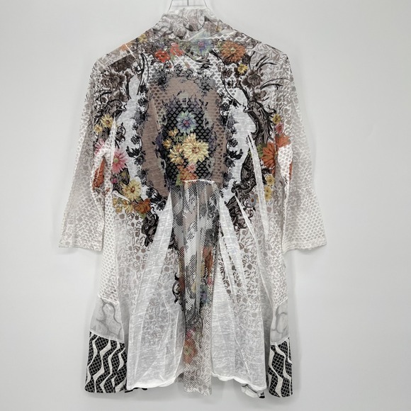 Kamana Cardigan Size S Floral Mixed Media Artsy Boho Fairy Lagenlook Open Duster - Picture 5 of 12